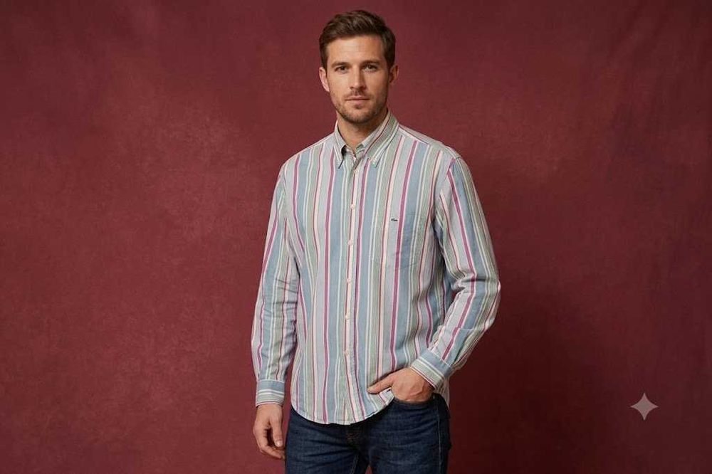 Lacoste L-XL 40 рубашка длинный рукав хлопок