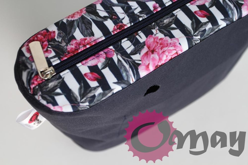 organizer OBAG MINI piwonie granat róż 2 kieszenie wkład OMAY