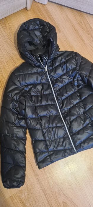 Kurtka H&M S Czarna Pikowana Odpinany Kaptur