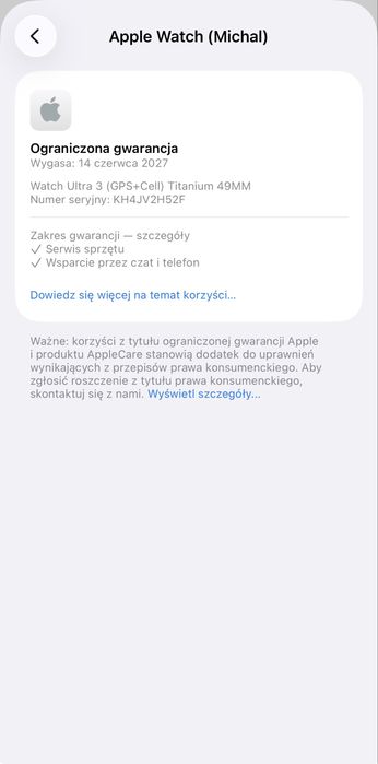  Apple Watch Ultra 3 Natural Titanium 49mm Cellular (LTE + GPS) / Gwarancja / 100%