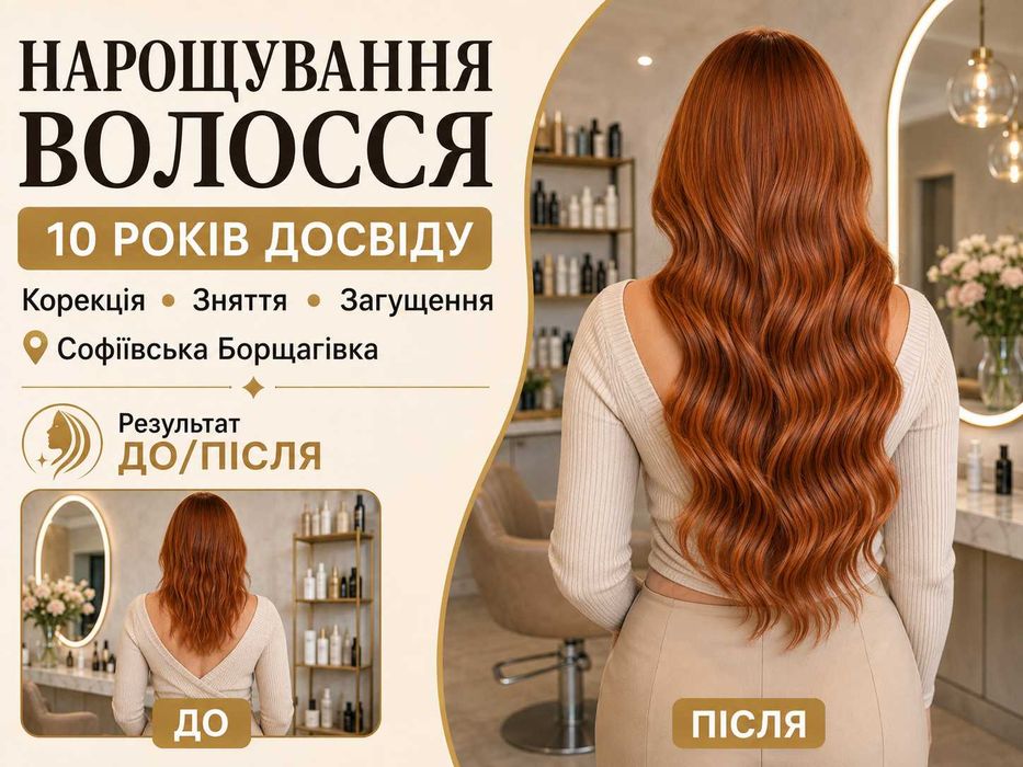 Нарощування волосся | Навчання | Продаж натурального волосся | Капсульне нарощування | Корекція
