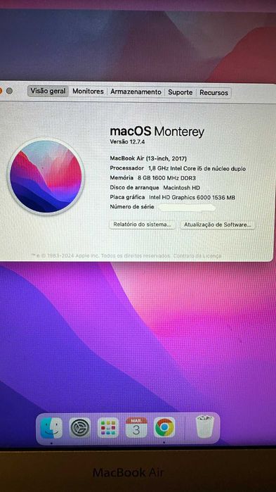 MacBook Air 13" (2017) — 8GB RAM/256GB SSD — Excelente Estado