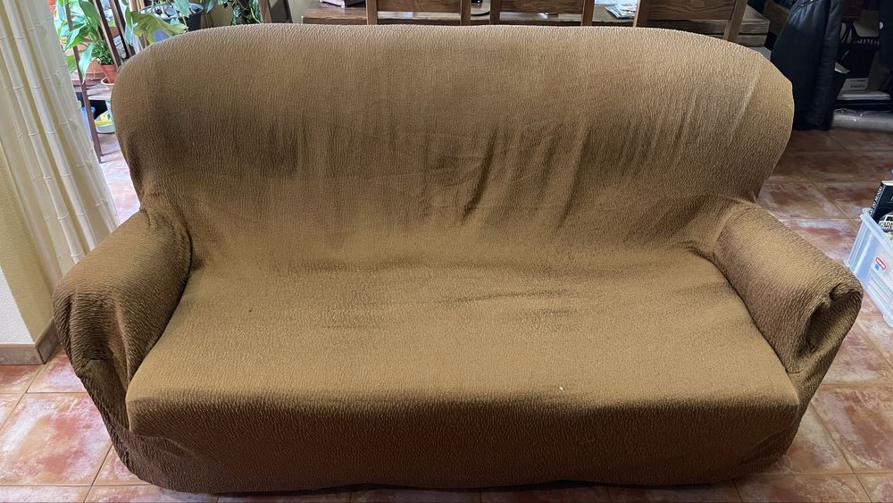 Conjunto de Sofás em Pele - 3 Peças