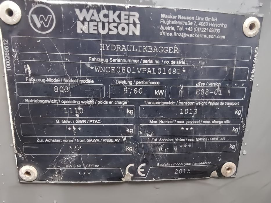 Minikoparka Wacker sprzedana