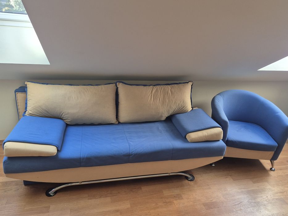 Kanapa z funkcją spania plus dwa fotele