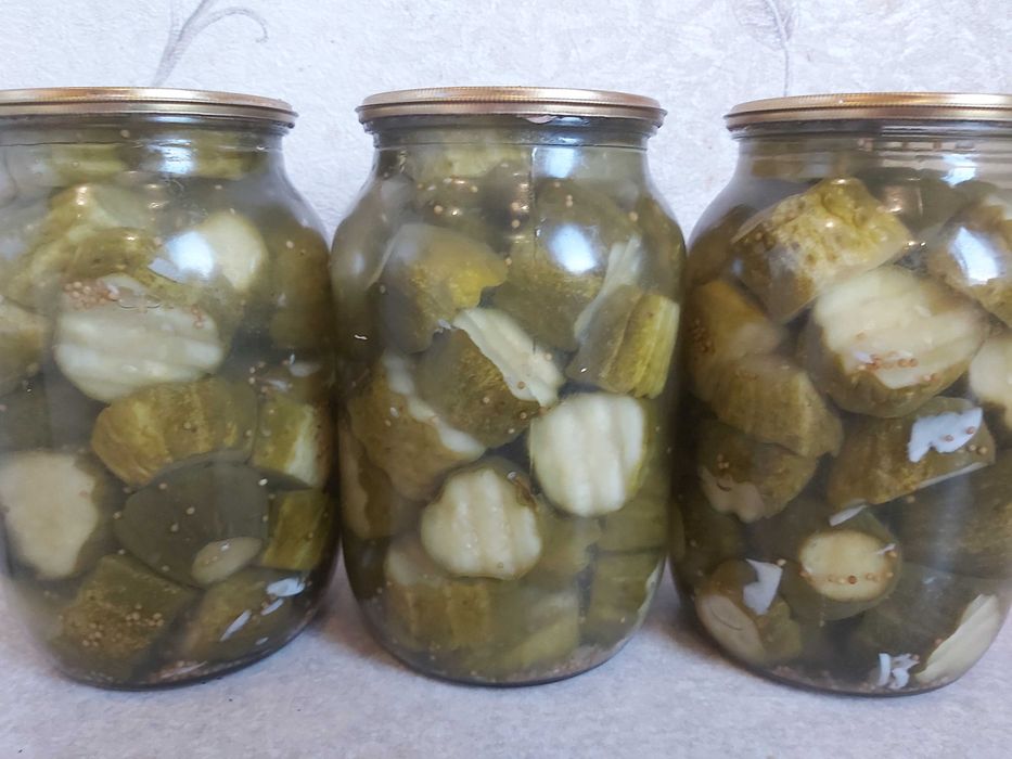 Огурцы маринованные кусочки хрустящие 2025г, домашние, органические