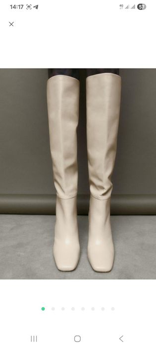 Шкіряні сапоги демісезон Zara