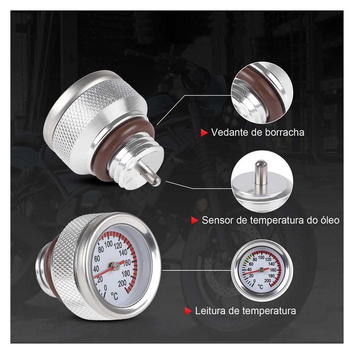 Tampa de Depósito com Termómetro de Óleo 0-200°C M20x2.5 para Moto