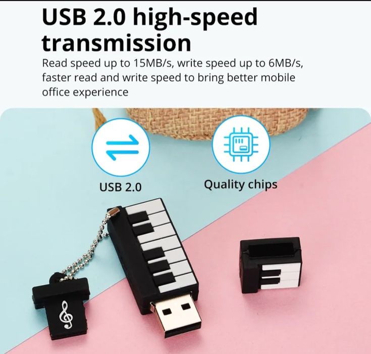 Pen Usb 64 Gb Piano Cartoon Key - Envio Grátis em 48 Horas