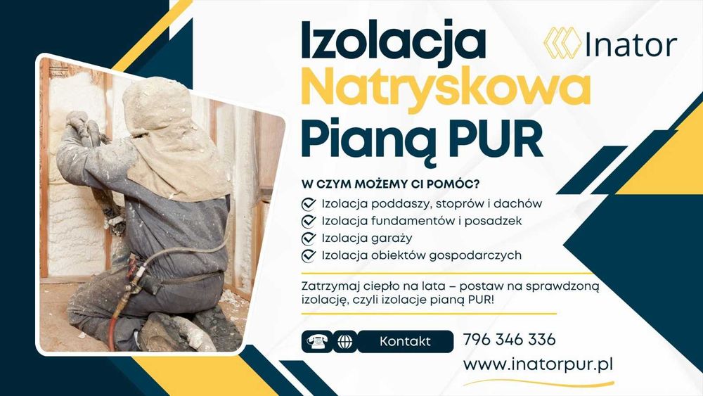 Izolacja piana PUR, Poddasza, fundamenty itp. termoizolacja ocieplenia