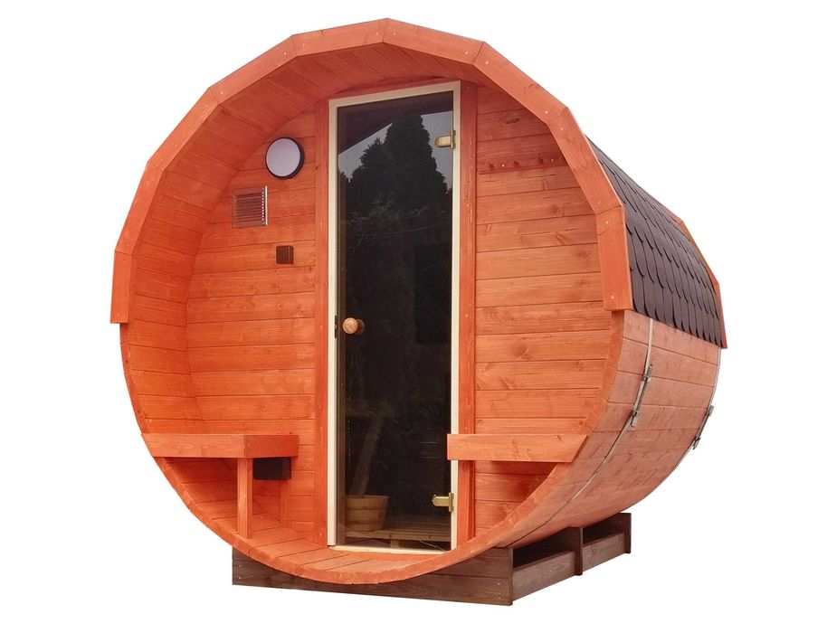 Sauna ogrodowa beczka zewnętrzna 250cm. Zestaw akcesoriów Gratis
