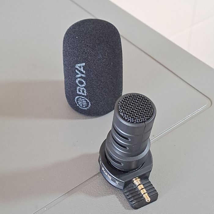 Microfone BOYA BY A7H - P/ telemóvel  e Tablet (jack 3,5 mm)