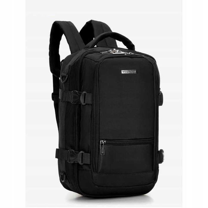 PLECAK BAGAŻ Kabinowy 40x25x20 Podręczny PODRÓŻNY Czarny 3w1 OKAZJA!!