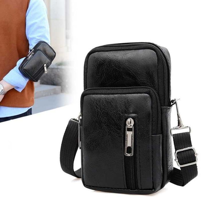 Saszetka, torba do paska lub na ramię, Skóra PU.