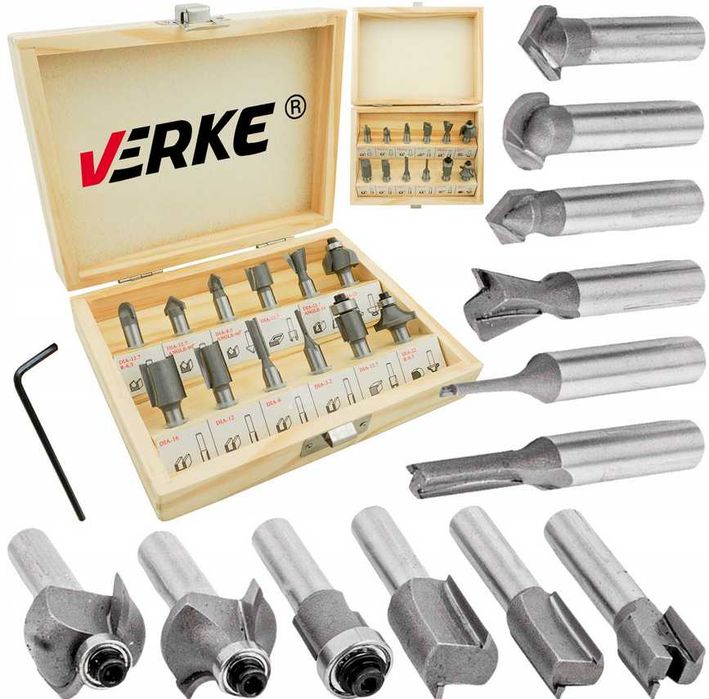 Frezy Kształtowe Do Drewna 12el. Wiertarka VERKE