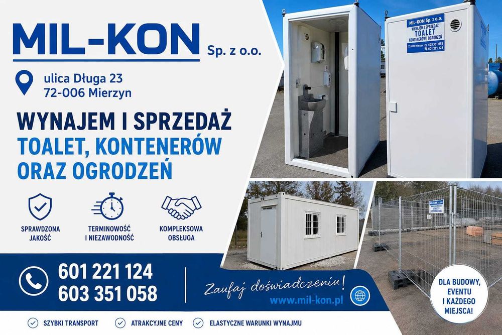 Wynajem Ogrodzeń przenośnych Ażurowe ,Pełne ,Dostawa MIL-KON Sp z o.o.