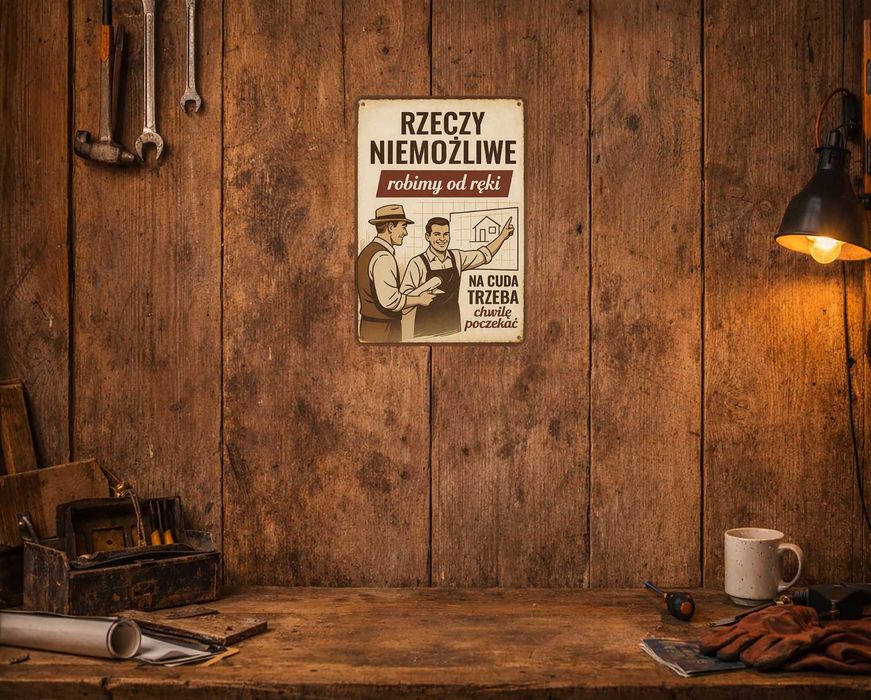 Tabliczka Retro PRL „RZECZY NIEMOŻLIWE robimy od ręki...