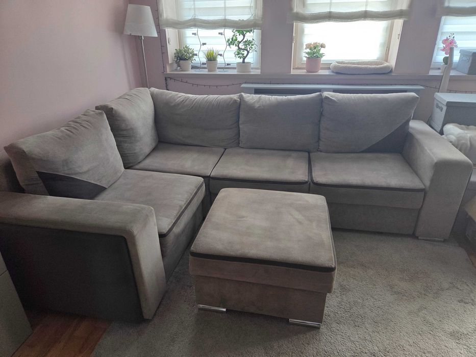 Sofa narożna + podnózek/schowek