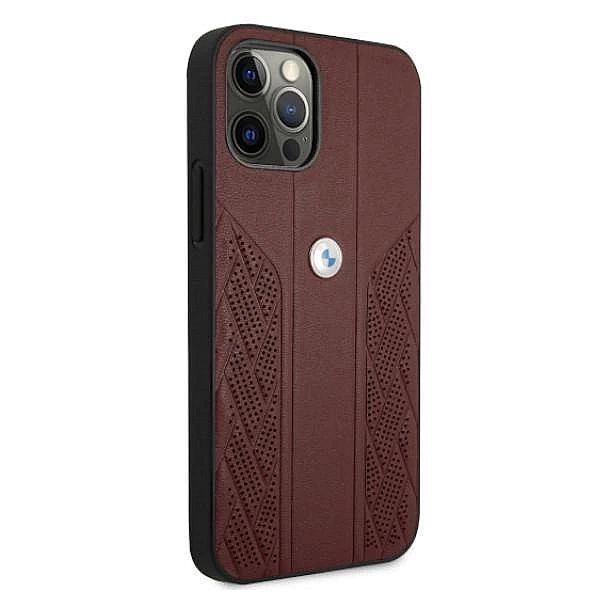 Etui BMW Leather Curve Perforate na iPhone 12 / iPhone 12 Pro - czerwo