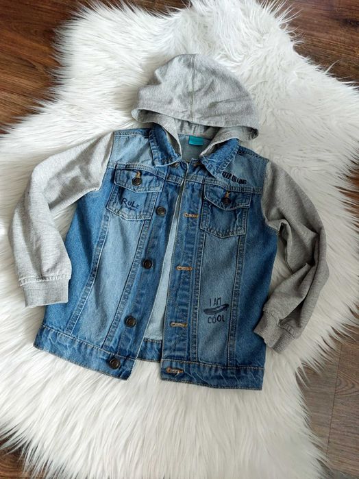 dzinsowa katana kurtka cienka bluza na lato jeans 116 122 z kapturem