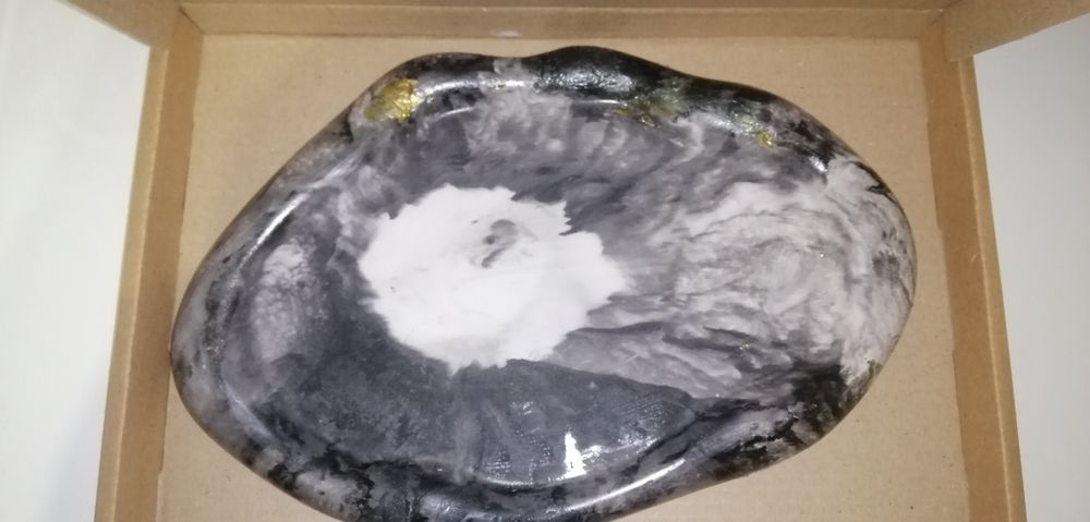 Подставка гипсовая мрамор овальная