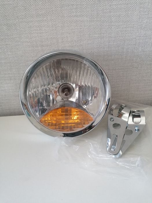 Lampa Duża Chrom Chopper Cruiser Duża Daszek Homologacja Mocowania