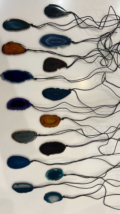 lote 15 colares de pedra Ágata Lindíssimas - pedras  semi-preciosas