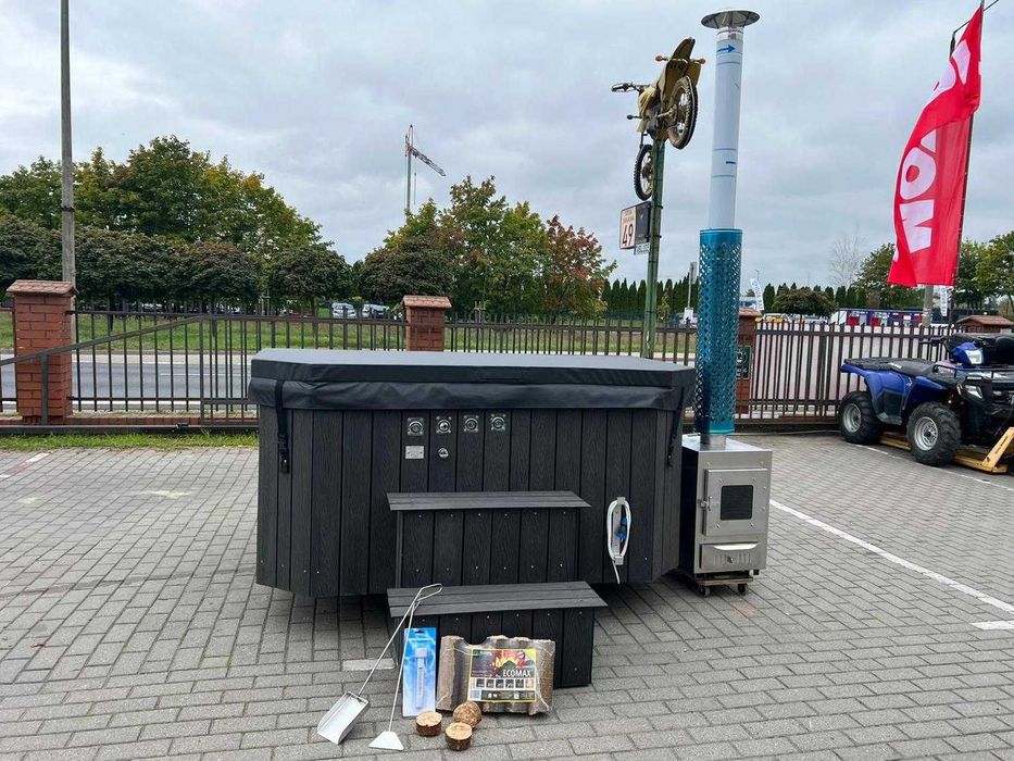 Balia bania hot tub jacuzzi ogrodowe całoroczne opalane drewnem masaż