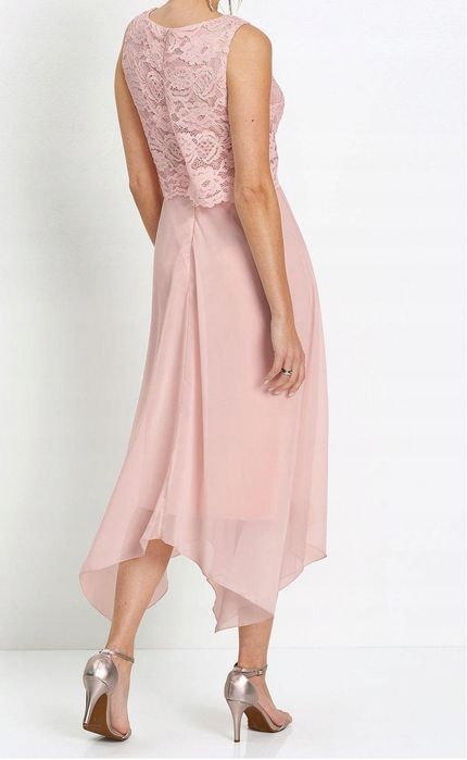 B.P.C sukienka różowa asymetryczna z koronką r.36