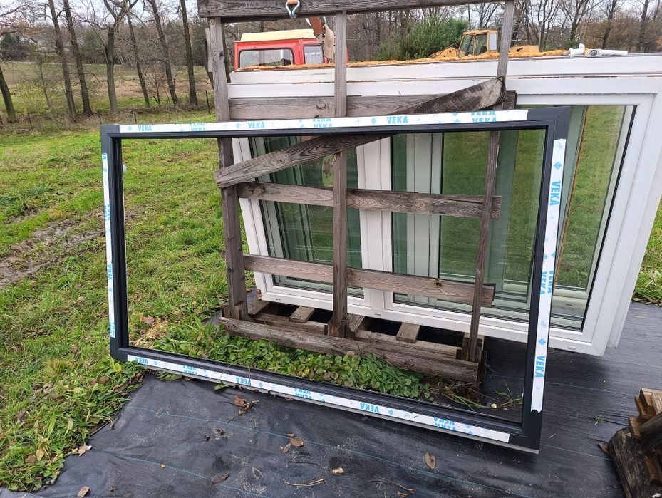 Okno 239x139 antracyt nowe rama okienna plastikowe fix