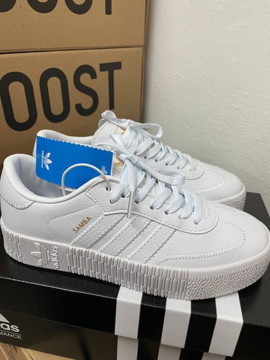 Кожанные кеды Adidas Samba white / Адидас Самба белые 37 38 39 40