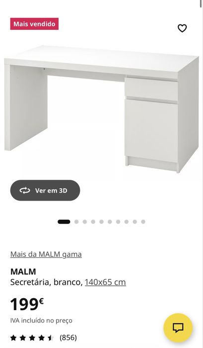 Secretária de cor branca do Ikea