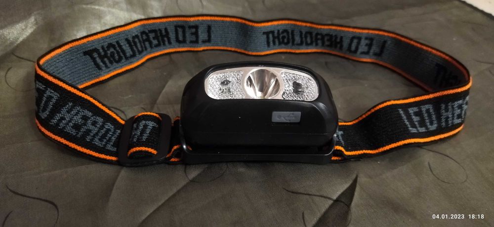 Ліхтар налобний акумулятор. світлодіодний з датчиком руху