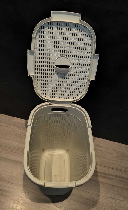 Cesto roupa suja plástico respirável 60L com alças (branco)