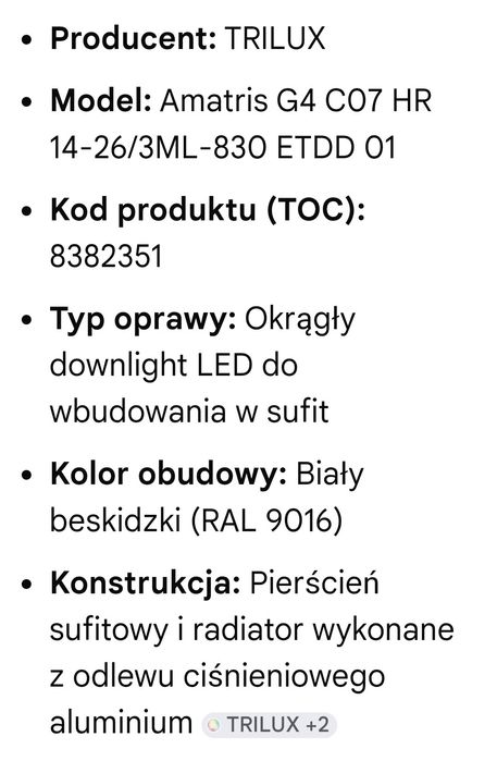 Lampa sufitowa led trilux