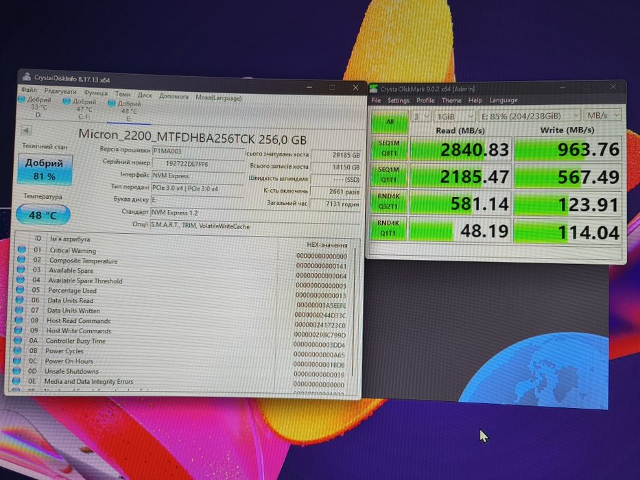 Ssd m2 nvme Micron  256gb