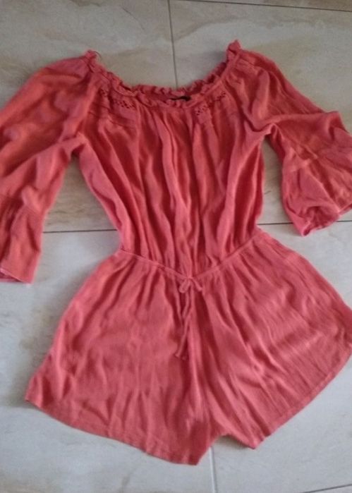 Kombinezon spodnium TopShop 38/40 M  pomarańczowy rękawy ażurkowy