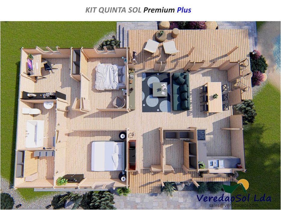 Casa madeira pre fabricada KIT QUINTA SOL T4 139m² - CE A+/A++