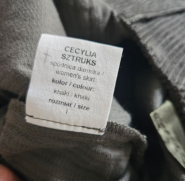 Zielona khaki spódnica Wasalaa sztruks