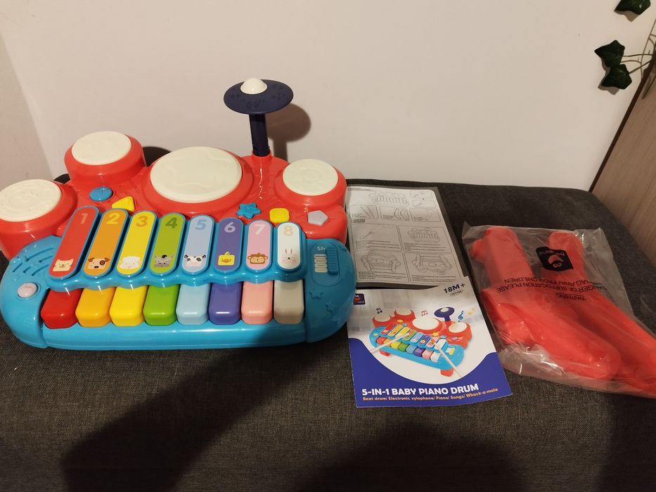 Pianino perkusyjne interaktywna zabawka muzyczna 5w1