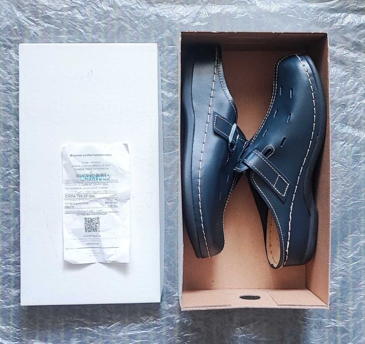 Сабо шльопанці жіночі сині з натуральної шкіри взуття (БГ 06-4А 004)