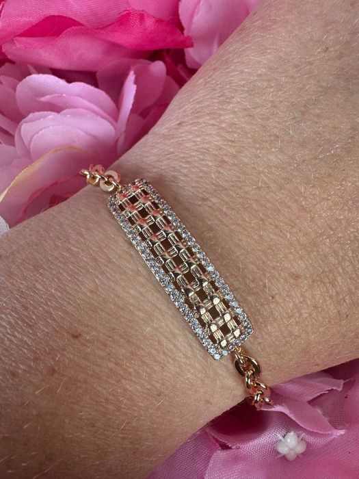 Bransoletka elegancka szeroka złota stal nierdzewna b109