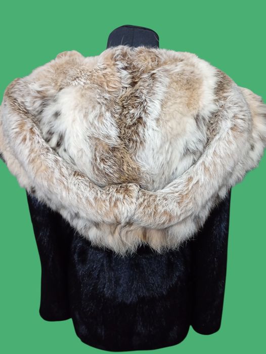 Ог 108см. Норковая шуба с рысью. Натуральная шуба