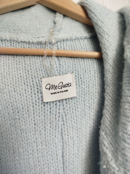 Sweter narzuta niebieski wełna