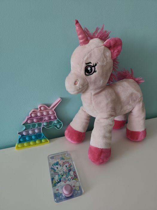 Jednorożec Unicorn - ZESTAW maskotka popit gra zręcznościowa