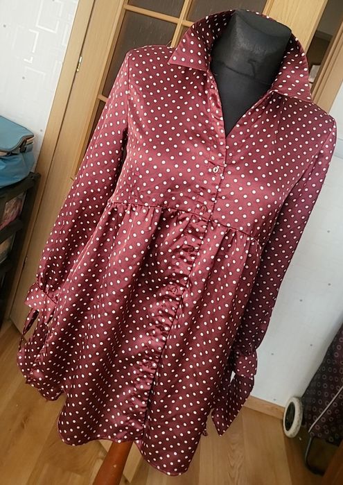 Satynowa Tunika w kropki ZARA  XS/S