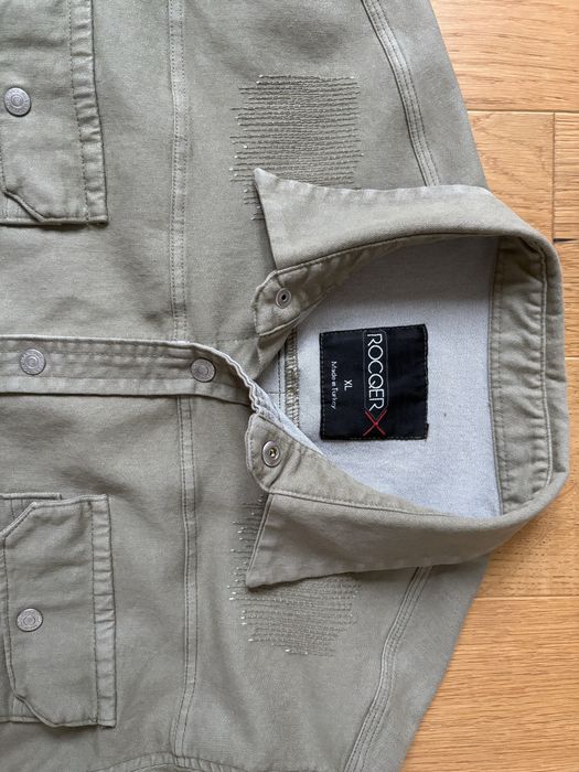 Koszula męska khaki z przetarciami