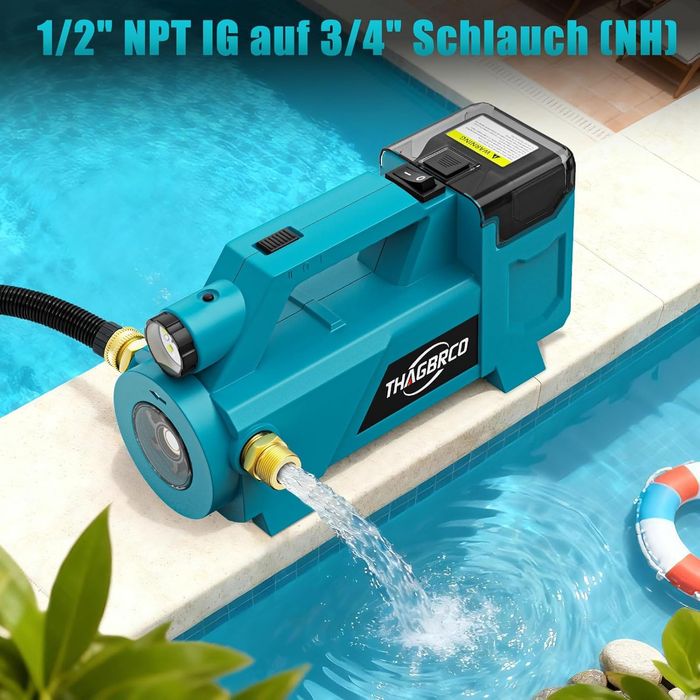 Бездротовий водяний насос 18V 430GPH з акумуляторним живленням. Помпа.