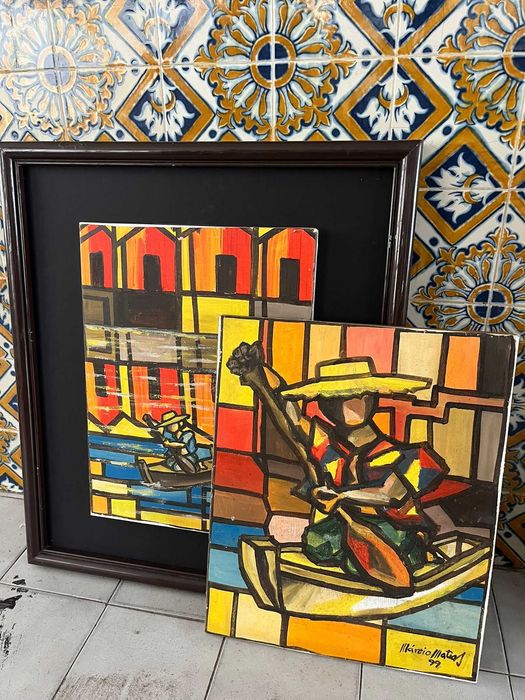 2 Quadros Coloridos - Artesanato Brasileiro (Artista Mario Matias)