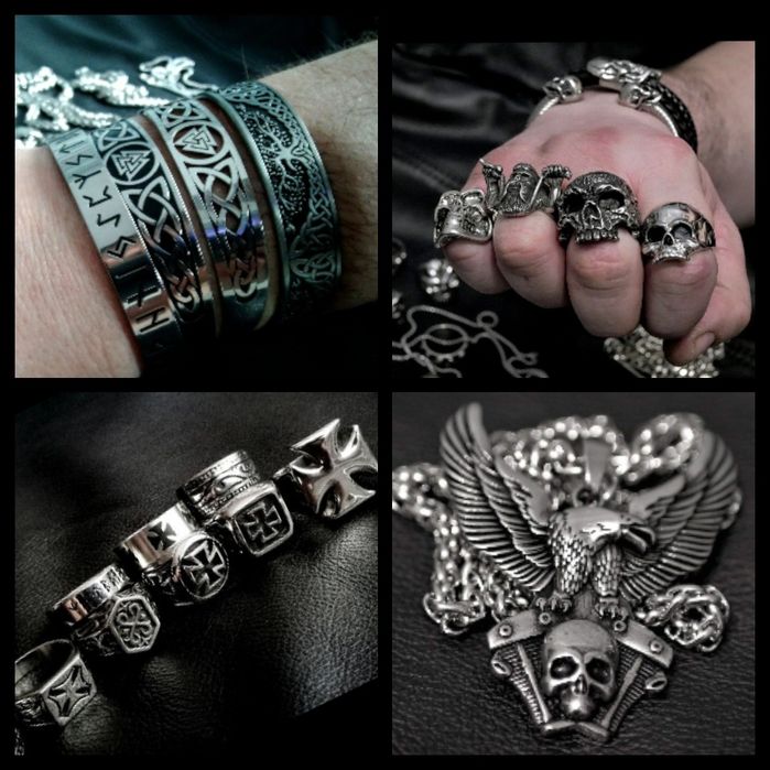 Okazja nordycka obrączka stal runy wiking chopper moto Harley rock